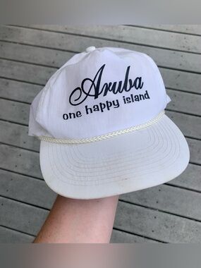 Vintage Aruba Tourist SnapBack | 90s White Baseball Hat